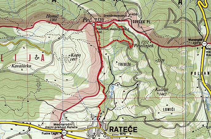 Trip5 - Rateče, Tromeja (Peč), Rateče
